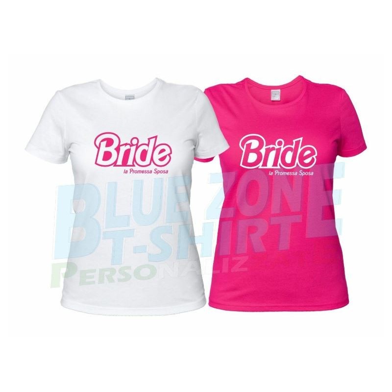 Magliette Addio al Nubilato Bride Squad Personalizzate Bianche - Fucsia