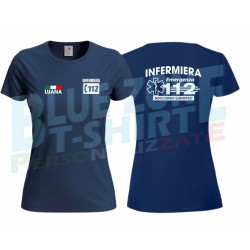 Maglietta Infermiera 112 Personalizzata nome blu