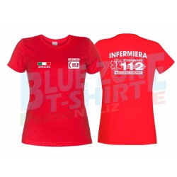 Maglietta Infermiera 112 Personalizzata nome rossa